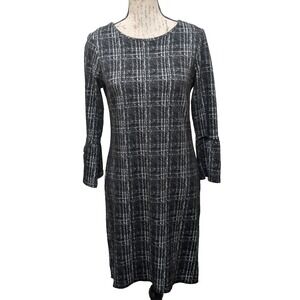 Banana Republic Dress  4 Charcoal White Plaid  Sheath  Dark Academia  Preppy